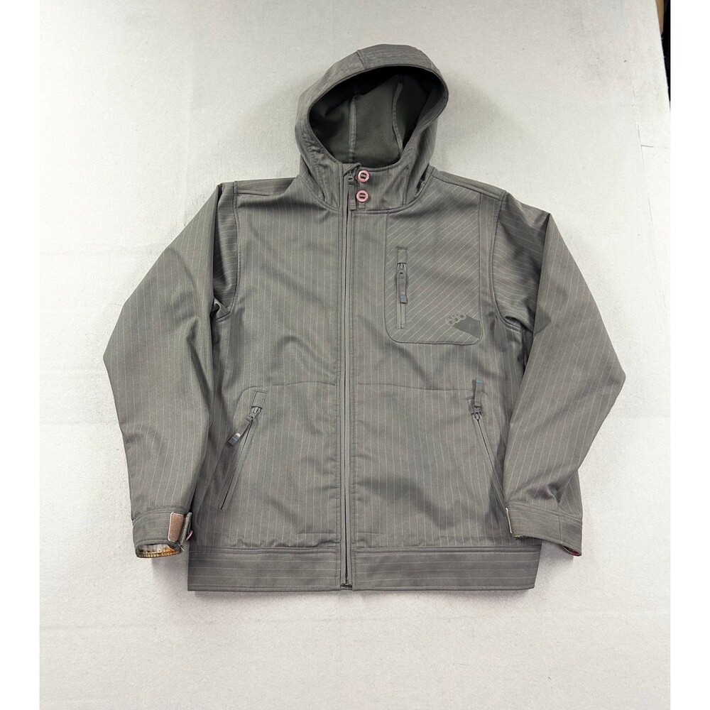 686 Snowboard Jacket Men's Medium Gray Waterproof Pinstripe